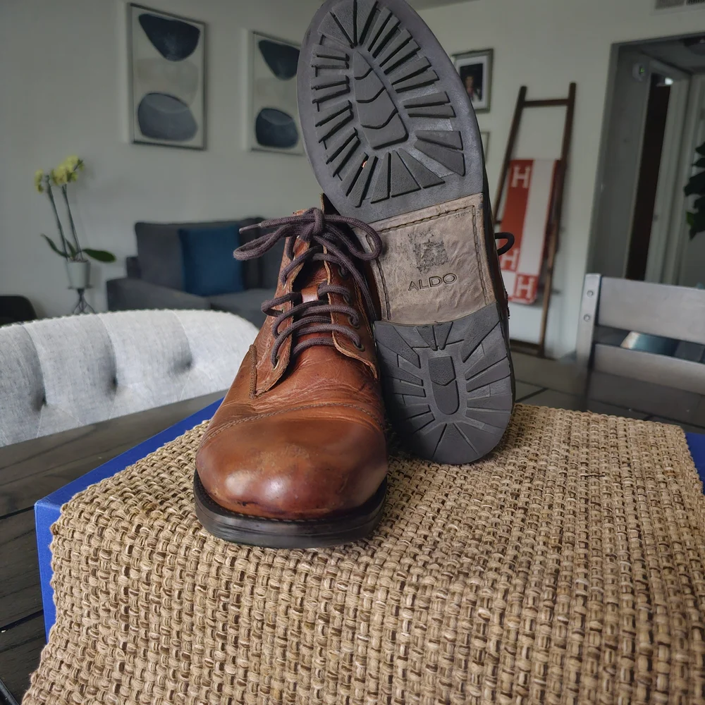 Aldo Men's Tan Leather Lace-Up Boots